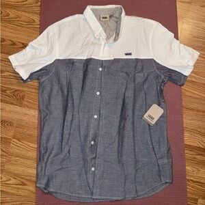 Vans Blue and White Casual Button Down Shirt